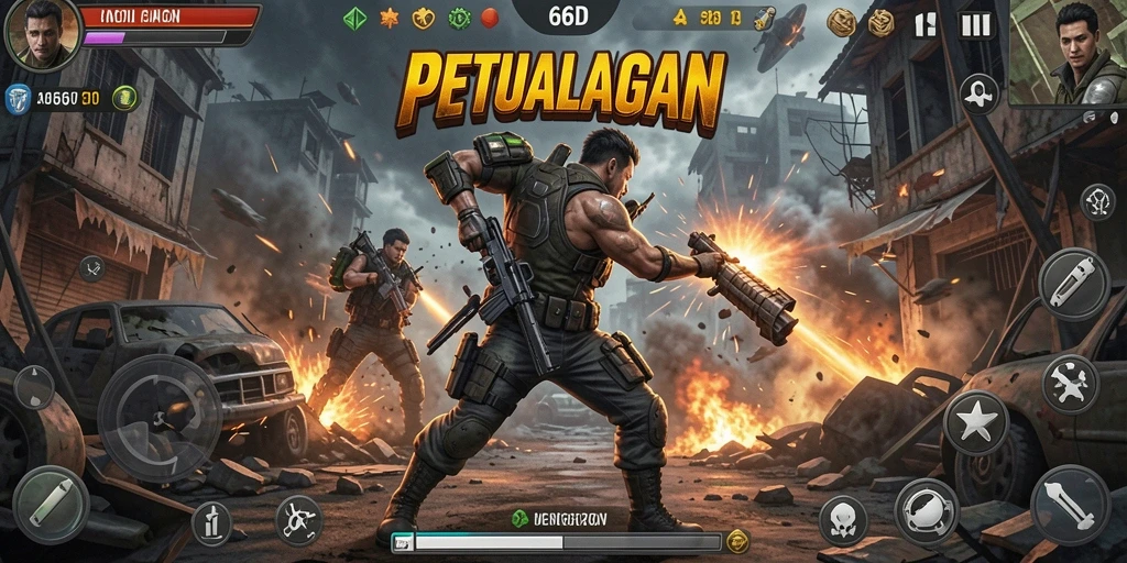 Screenshot 66D menampilkan aksi karakter dalam pertempuran yang mendebarkan.