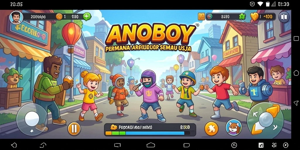 Screenshot gameplay ANOBOY menampilkan aksi seru dan grafis yang menarik.