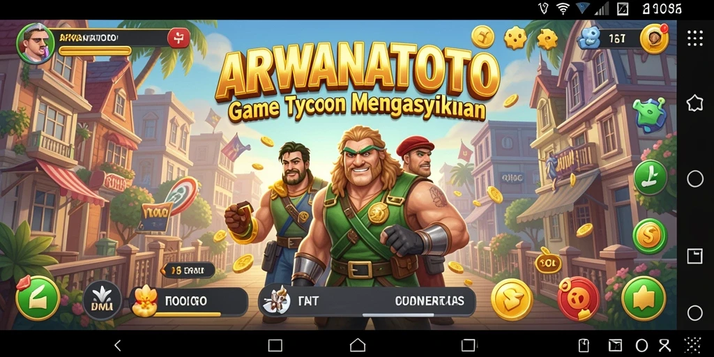 Tampilan screen game ARWANATOTO yang menonjolkan strategi Tycoon.