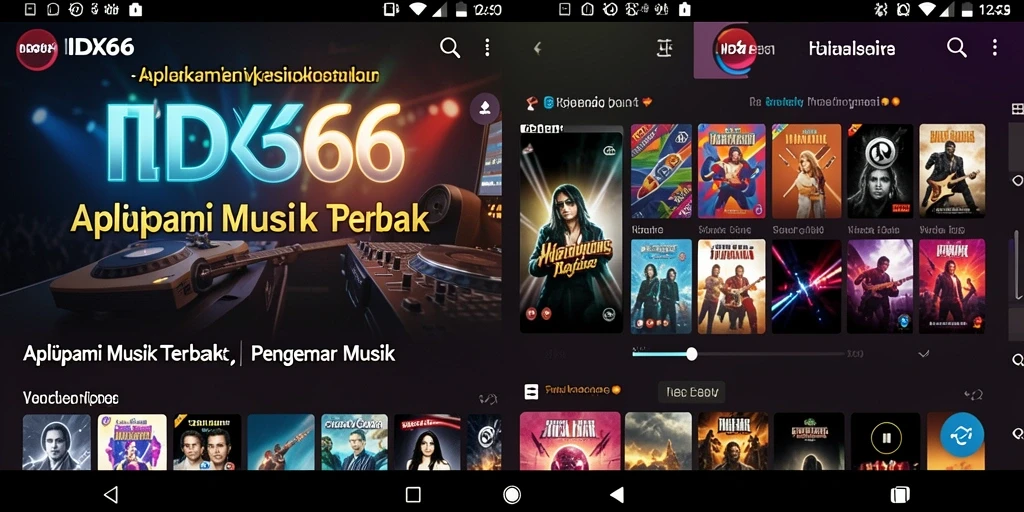 Tampilan gameplay aplikasi musik IDX66 yang menampilkan antarmuka pengguna.