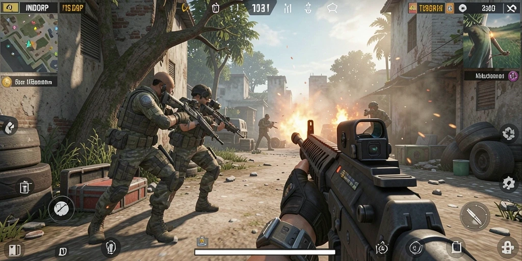 Screenshot utama INDORP menampilkan aksi pertempuran yang mendebarkan.