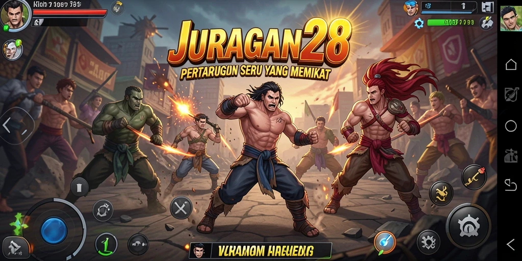 Screenshot gameplay JURAGAN28 menampilkan pertarungan intens dan karakter yang menakjubkan.