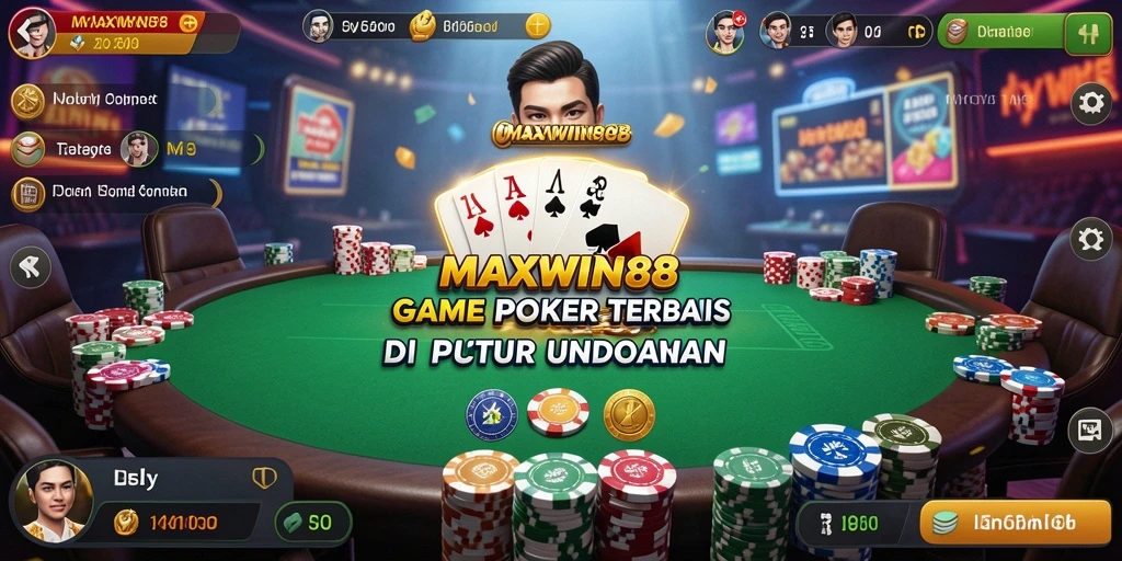 Tampilan gameplay poker yang seru dan interaktif di MAXWIN88.