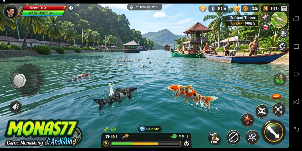 Tampilan gameplay memancing yang menarik dan menawan dari MONAS77.