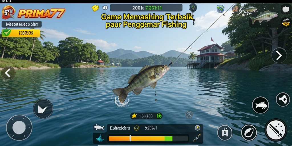 Tampilan menarik dari gameplay PRIMA77 yang menampilkan aksi memancing.