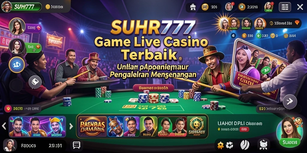 Screenshot gameplay <strong>SUHU777</strong> dengan dealer langsung dalam suasana kasino.